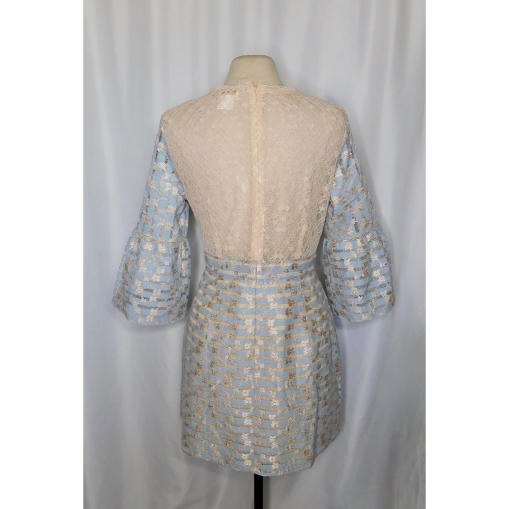 FOXIEDOX Cordelia Bell Sleeve Lace Dress Blue Floral Lace Coquette X-Large - Picture 8 of 14